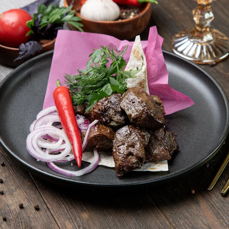 Шашлык из говяжьей печени